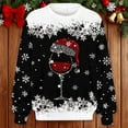 thumbnail image 2 of FYEGRE Plus Size Winter Crew Neck Textured Full Print Long Sleeve Sweatshirt Comfortable Relaxed Fit Pullover For Casual Wear Cold Season Layering Black XL, 2 of 3