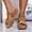 Brown, variant on Womens Beige Rhinestone Wedge Slide Sandals Comfort Low Heel Open Toe Adjustable Strap Size 9