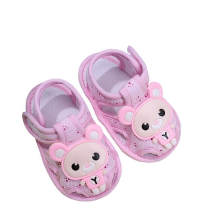 Meresysid Infant Toddler Kids Summer Walking Sandals Non Slip Soft Sole Crib Shoes Breathable for Running Pink