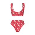 thumbnail image 2 of Honeii Hello Summer Flamingo Print Women’s Bikini Set,Two Piece Swimsuit Bathing Suits,Stylish High Elasticity Swimwear for Beach and Pool, 2 of 7