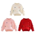 thumbnail image 5 of GYRATEDREAM Girls Striped Sweaters Gradient Long Sleeve Cable Knit Sweater Cute Print Top Chunky Pullover Jumper Fall Winter for 5-6Y Pink, 5 of 6