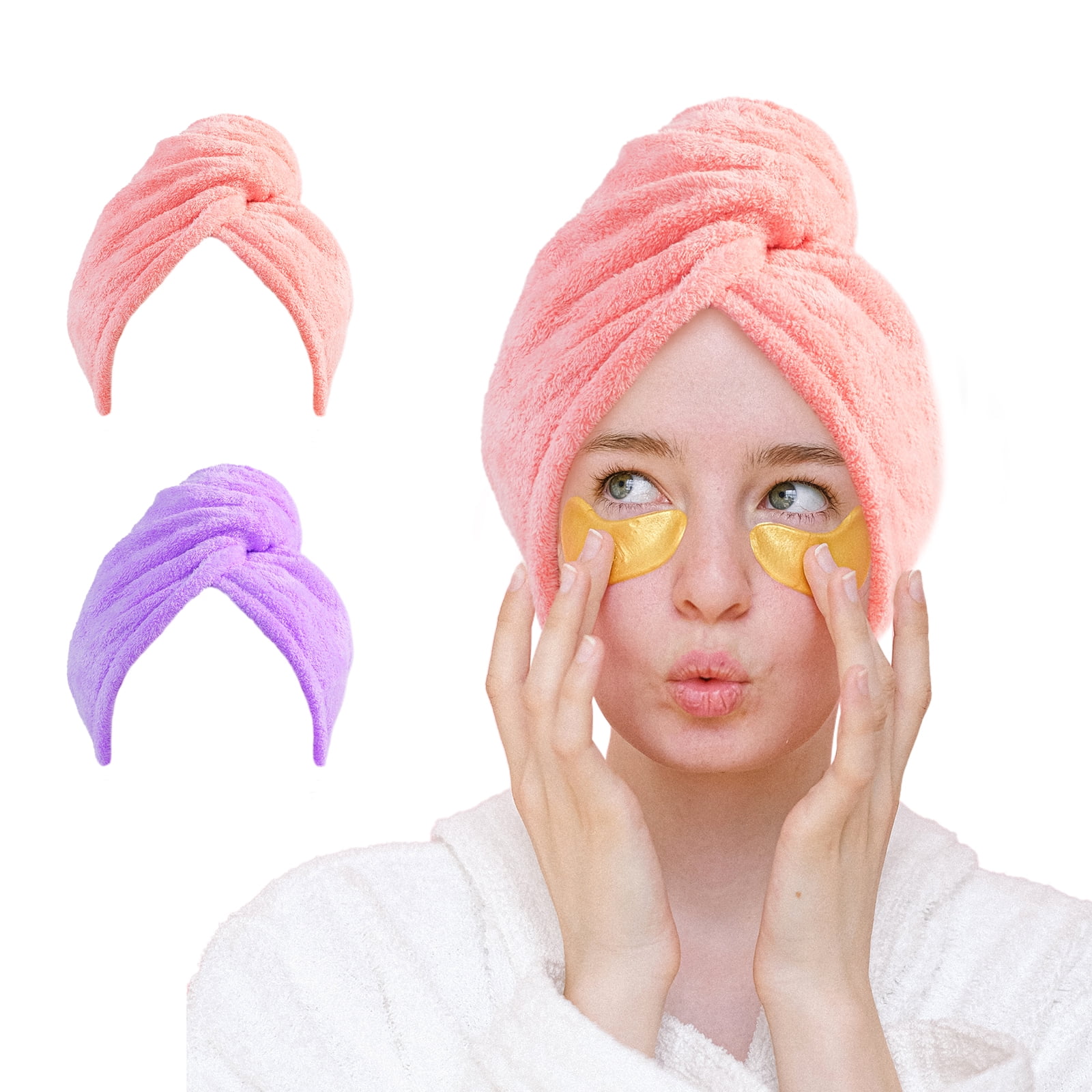 Microfiber Hair Towel for Women, 2 PCS Super Absorbent Hair Wrap for