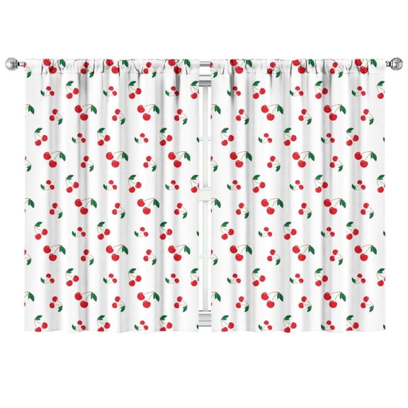 Nursery Curtains Boys Girls Kids Cherry Print Pattern Window Drapes for Living Bedroom Playroom Room Decor Rod Pocket 42x63Inch 2 Panels