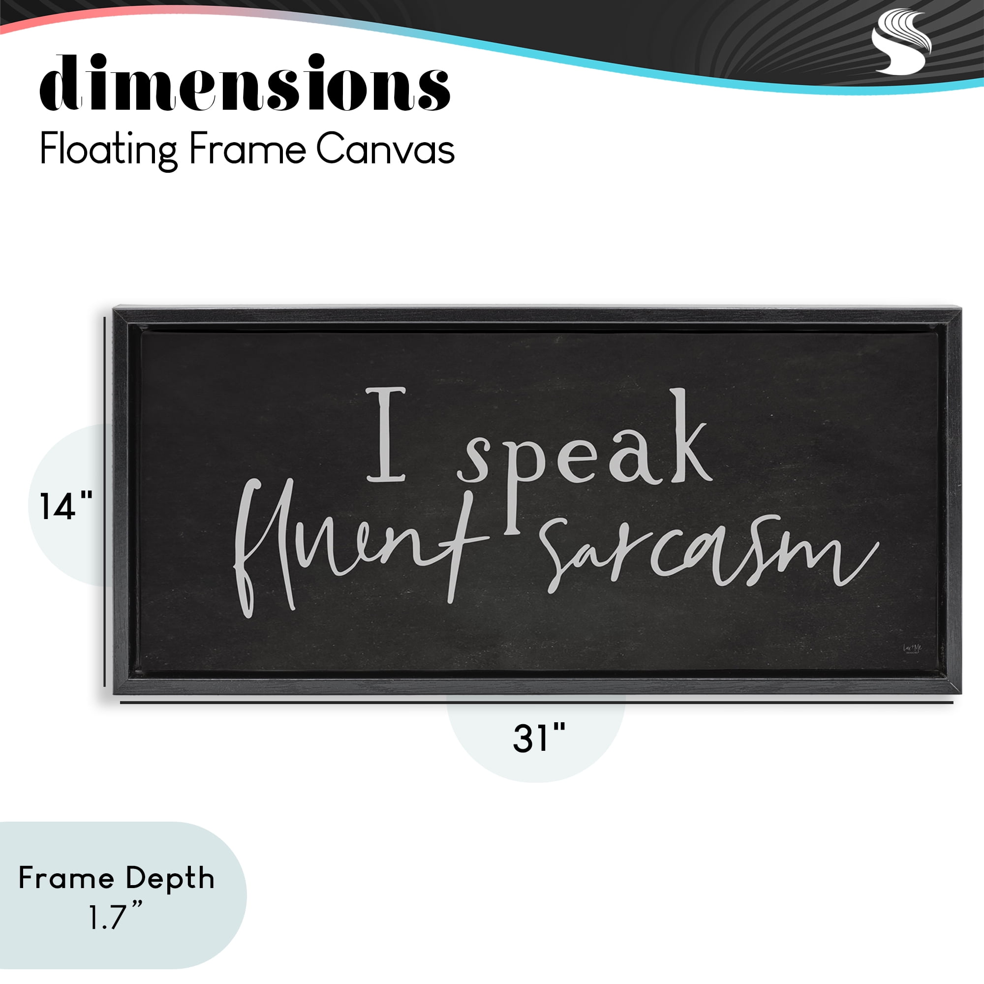 Stupell Industries Fluent Sarcasm Sassy Quote Black Framed Floater Canvas Wall Art, design by Lux + Me Designs