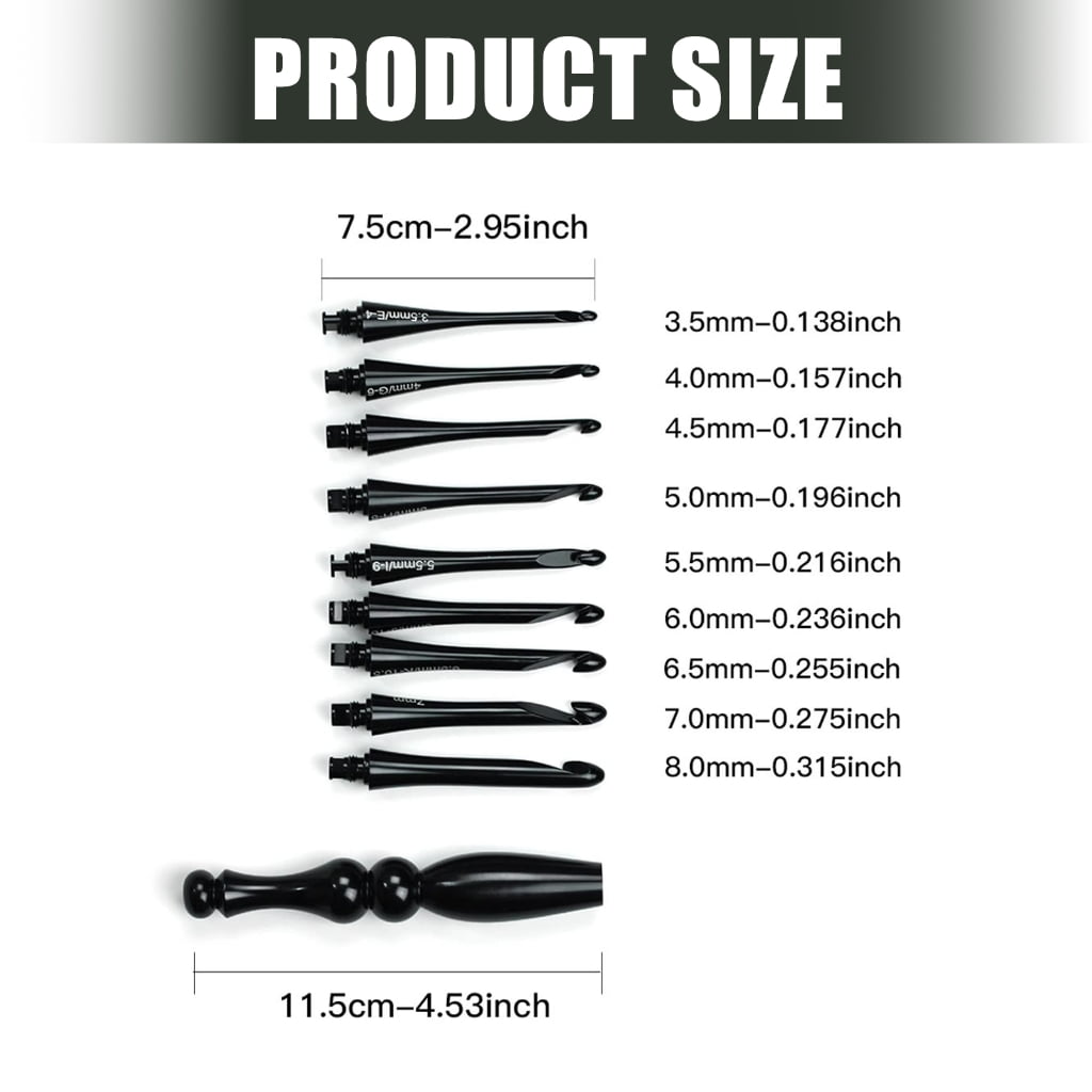 9 Size Removable Crochet Needle Featuring Lightweight Aluminum Construction And Travel