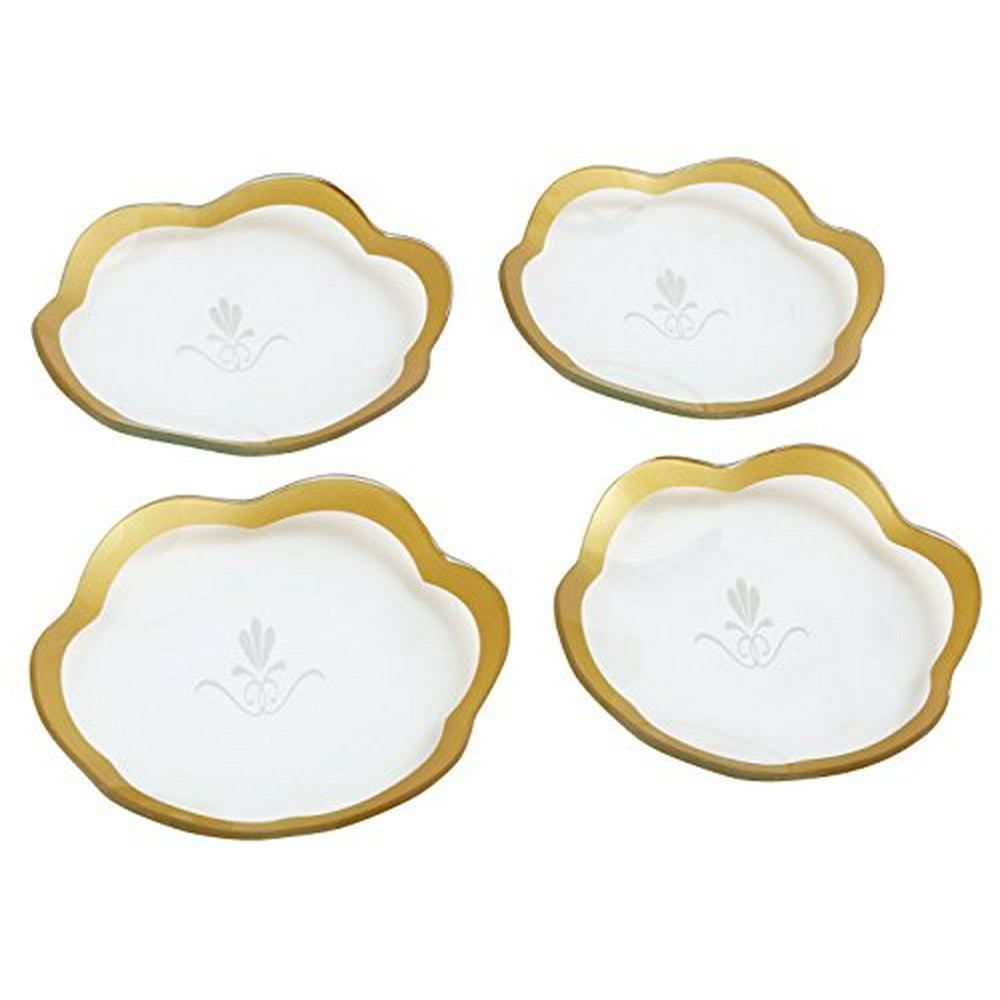 GAC Unique Designed 7.5 Inch Scalloped Tempered Glass Round Dessert