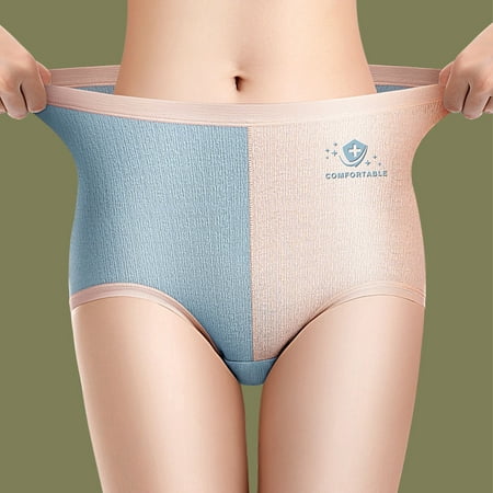 

Cathalem Lightly Lined Bras for Women Full Coverage Ladies Mid Waist Elastic Stitching Seamless Breathable Panties for Women Underpants Light Blue X-Large