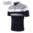 thumbnail image 4 of Sanfu®polo A Rayas De Tres Colores Playera Informal De Moda, 4 of 6