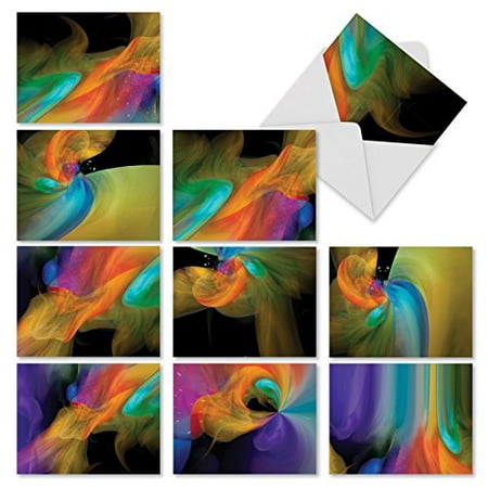 'M2378TYG SPACE TRIPS' 10 Assorted Thank You Notecards Featuring Vivid Wafting Colors Reminiscent of Vast Galaxies with Envelopes by The Best Card