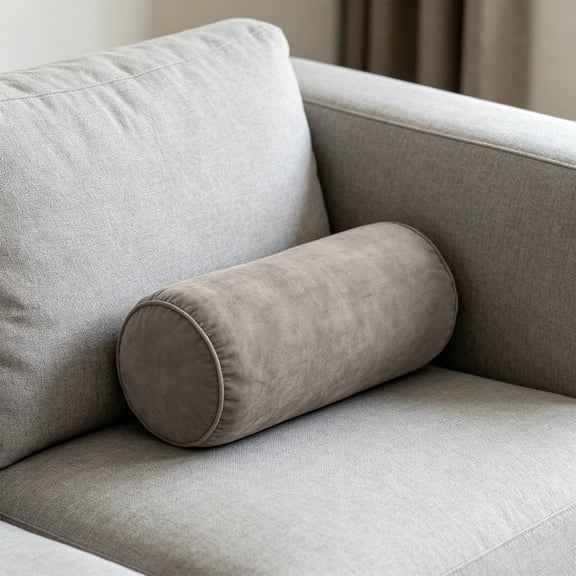 Neck Roll Pillow Cover with Zipper, Round Pillowcase for Cylindrical Cushion 5.9x15.7 In, Washable Bolster Cover for Sofa Bedroom Living Room Chair, Solid Color (Insert Not Included)