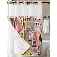 thumbnail image 3 of No Hook Shower Curtain with Snap-in Liner, Abstract Art Waterproof Fabric Bathroom Curtains, Pink Yellow Collage Art Torn Paper Pieces Bath Curtains & Mesh Top Window Stall 48"x72", 3 of 9