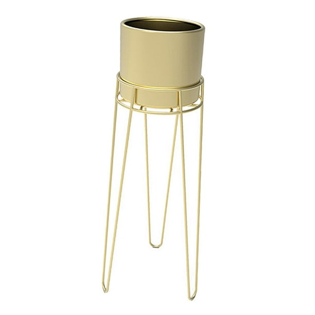 Maceta de metal Macarena con soporte para centros de mesa de mediados de siglo
