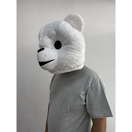 Mascotkingdom Polar Bear Costume Mask, White, Soft, for Adults
