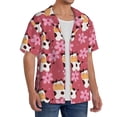 thumbnail image 2 of Rateoe Cow And Flower Print Mens Front Pocket Hawaiian Shirts Casual Shirts Short Sleeve Button Down Beach Tropical Shirts-Large, 2 of 5