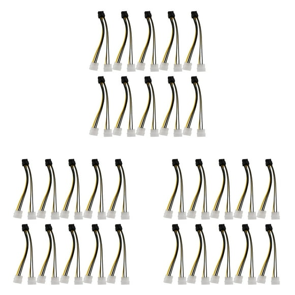 30PCS 2 Molex 4 Pin to 8-Pin PCI Express Video Card Pci-E ATX PSU Power Converter Cable-Molex to Pcie 8 Pin Adapter Cord