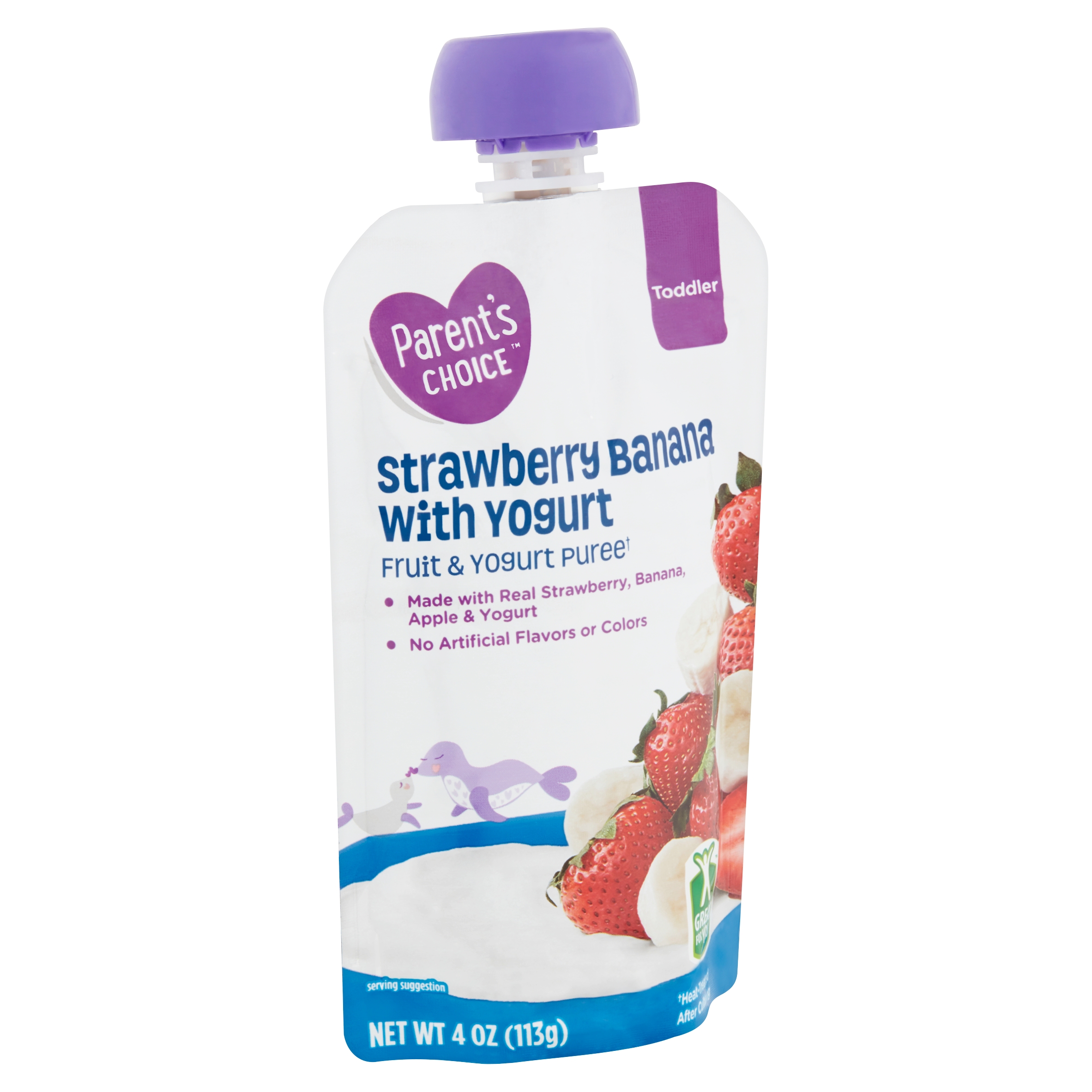 Parent's Choice Toddler Food, Strawberry Banana Yogurt Baby Food, 1 Pouch (113g) Pouch