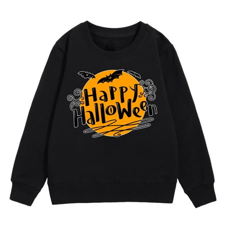 

Girls Sweatshirt Fall and Winter Children s Warm Tops Comfortable Letters Bat Pattern Festive Casual Style Fall Newborn Boy Clothes Infant Football Outfit Baby Thanksgiving Outfit