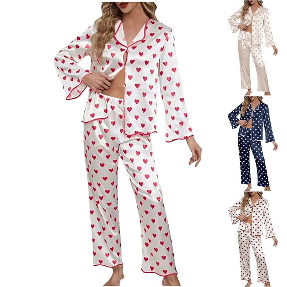 SYMOID Lightweight Pajamas for Women Set Pink Pajama Sets Button Up Pants Long Sleeve Size M