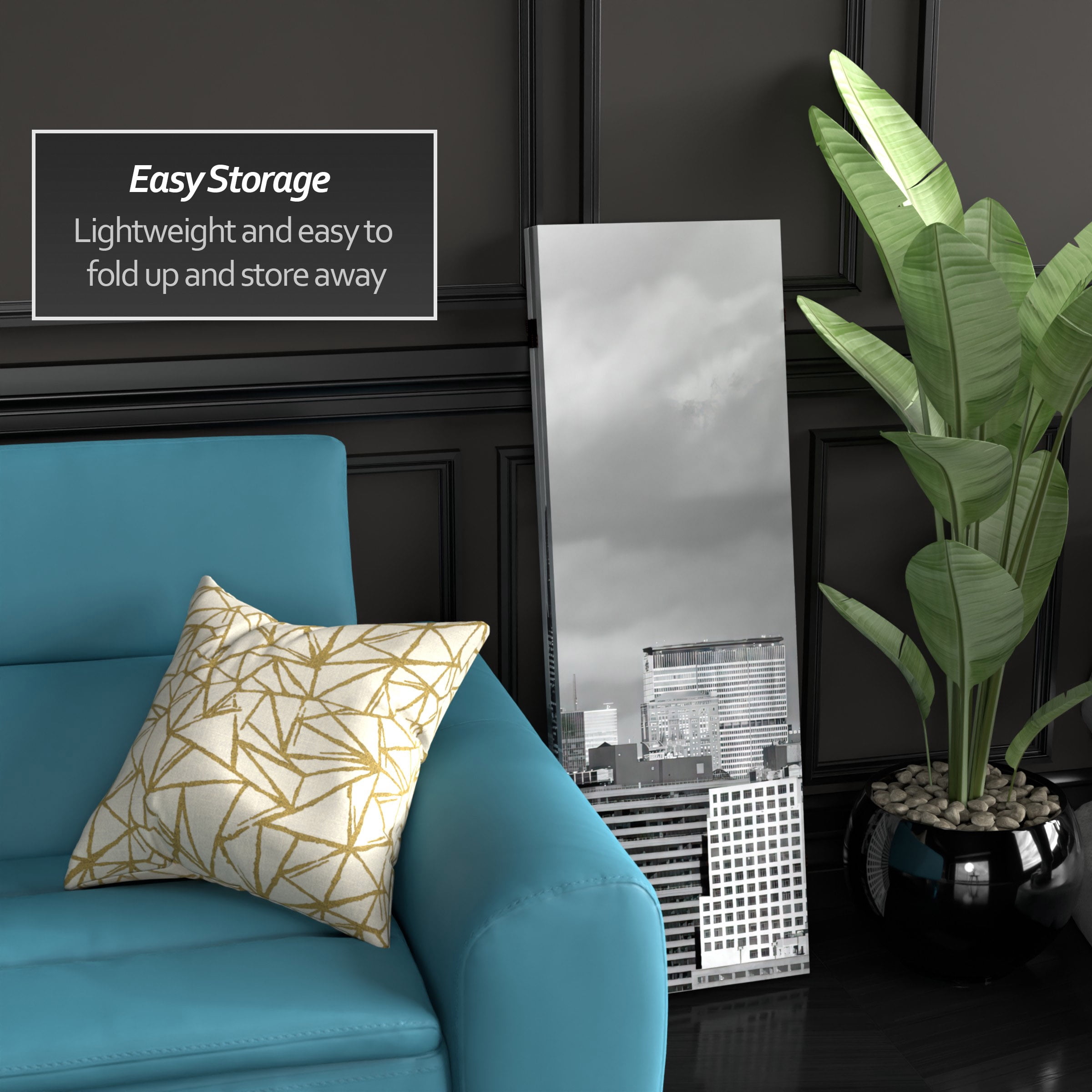 4 ft. Short Double Sided New York Scenes Canvas Folding Screen