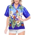 thumbnail image 5 of HAPPY BAY Women's Funky Vacation Beach Blouse Short Sleeve Tops Tropical Hawaiian Shirts for Women L Denim, Tropical Parrot, 5 of 6