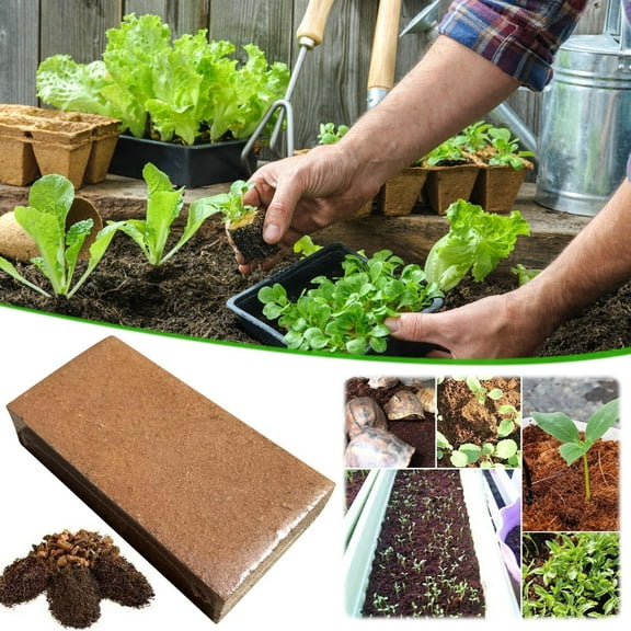Harlier Compressed Organic Coconut Coir Bricks, Nutrient Garden Soil with Low EC & pH Balance Premium Starting Soil Coconut Fiber Substrate for Gardening Plants Flowers Reptiles