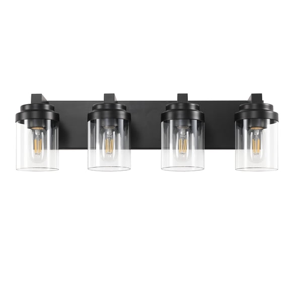 24.1 in. 4-Light Matte Black Wall Sconce with Clear Glass Shade
