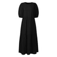 thumbnail image 3 of ZANZEA Women Puff Sleeve Casual Solid Ruffle Tiered Dress Summer Holiday Sundress, 3 of 12