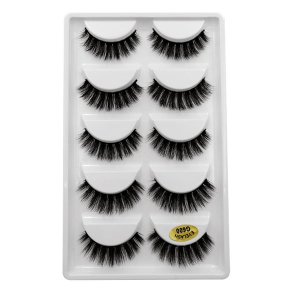 EGNMCR False Lashes 5 Pair Natural Thick False Fake Eyelashes Eye Lashes Makeup Extension False eyelashes