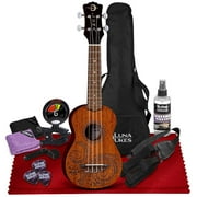 Luna Tattoo Mahogany Soprano Ukulele with Mahogany Neck, Walnut Fretboard, Basic Accessories Bundle w/ Tuner, Care Kit for Beginner Musicians