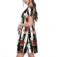 thumbnail image 2 of Lsque Rose Flowers Print Women's Casual Dress T-Shirt Summer Short Sleeve Scoop Neck Swing Dresses, 2 of 6