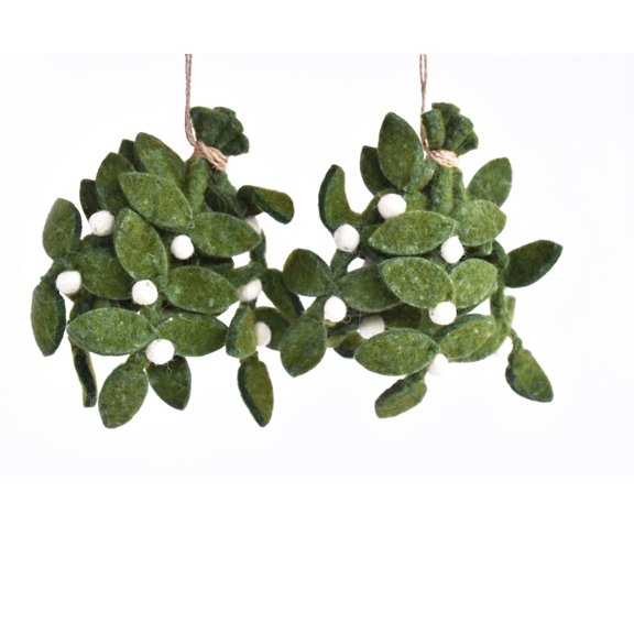 De Kulture Works Felt Mistletoe Christmas Tree Decoration Hanging Ornament Holiday Décor Set of 2