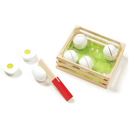 Melissa & Doug Slice & Sort Wooden Eggs (13 pcs) - Play Food Educational Toy in Wooden