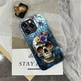 thumbnail image 4 of Case for iPhone 15 Pro Max, Stained Glass Dark Gothic Skeleton Floral Design Hybrid Dual Protection Soft TPU Hard PC Shockproof Anti-Scratch Cover Men Women Stylish Protective Phone Case, 4 of 7