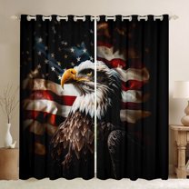 Castle Fairy Animal Eagle Blackout Curtains Set of 2 (52x84 Each) for Adults Female Men,Vintage American Flag Window Curtains,Independence Day Curtains and Drapes,Microfiber Bedroom Decor
