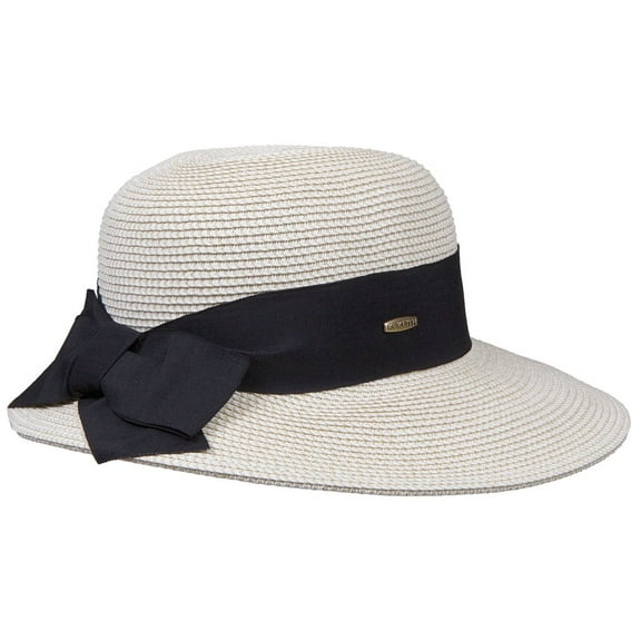 Karen Keith Braided Toyo Straw Sun Hat Wide Grossgrain Ribbon Fashionable and Stylish for Picnic, Boat, Beach, or Gardening, One Size, BT23 (Oatmeal H / Black,Medium / One Size)