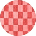 thumbnail image 1 of Ahgly Company Machine Washable Indoor Round Checkered Red Modern Area Rugs, 4' Round, 1 of 4