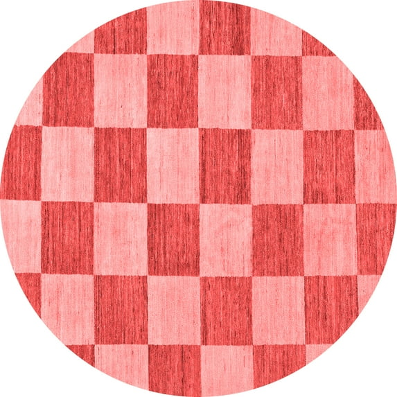 Ahgly Company Indoor Round Checkered Red Modern Area Rugs, 6' Round