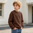 thumbnail image 4 of FSYBOA Boys Sweatshirts, Casual Fall Long Sleeve Crew Neck Kids Pullover Tops Brown Size 13-14T, 4 of 8