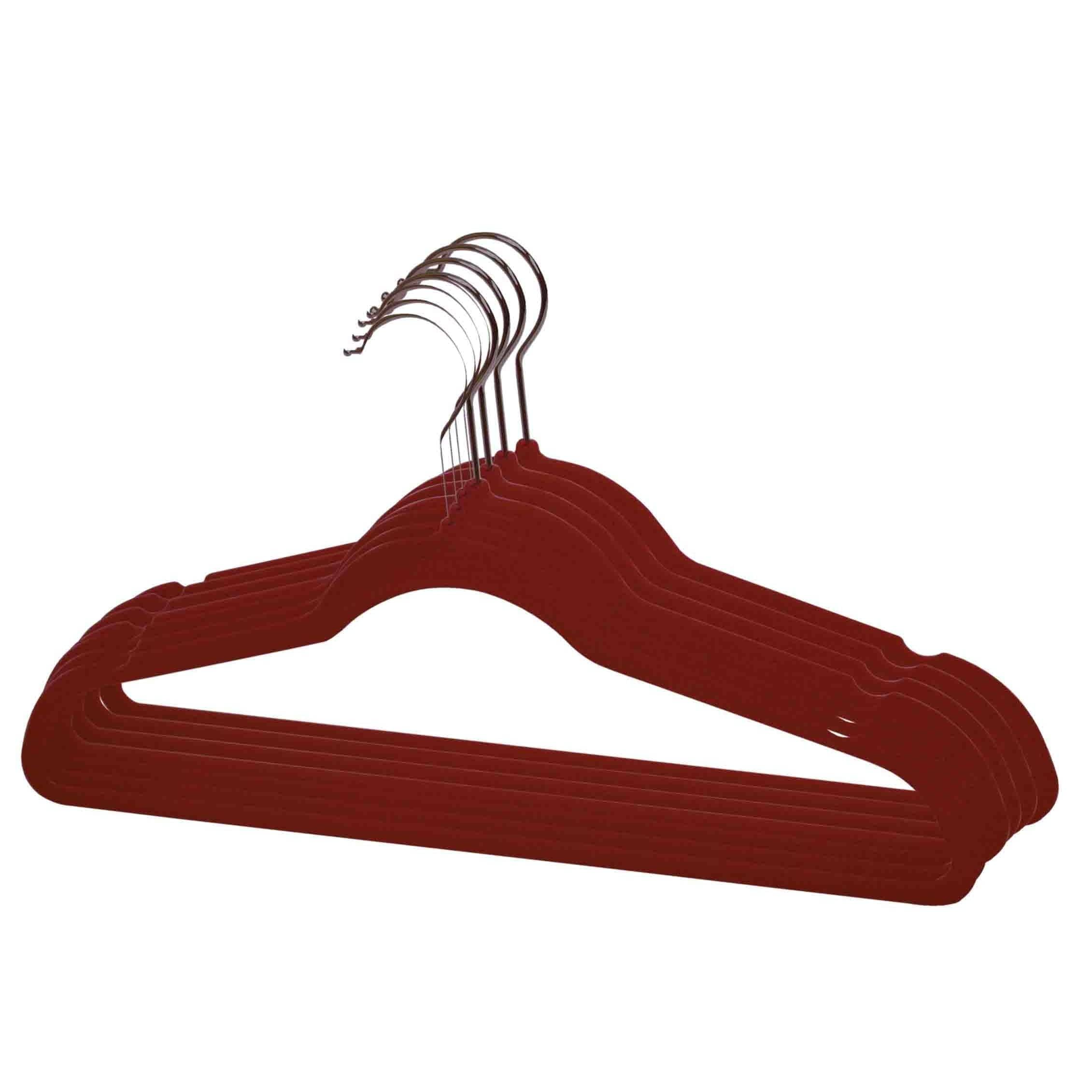 Coat Hangers Set of 200 Non-Slip Velvet Storage Holder Hanging Clothes Rack Red