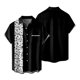thumbnail image 4 of Camisas s Para Hombre De Vestir para hombre Casual Beach Seaside Retro Rock Style 3D Impresión digital Hebilla Bolsillo Solapa Camisa de manga corta Top (Black, 3XL), 4 of 5