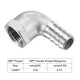 thumbnail image 4 of 304 Stainless Steel Hose Barb Fitting Elbow 15mm Barbed x 1/2" NPT Female Pipe Connector for Water Air Brew, Pack of 2, 4 of 7