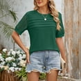 thumbnail image 7 of Uaswgudfs Women's Summer Blouse & T-Shirts: Casual Short Sleeve Shirts with Curved Hem, Round Neck Solid Top, 7 of 7