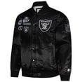 thumbnail image 2 of Men's Starter Black Las Vegas Raiders Exclusive Satin Full-Snap Varsity Jacket, 2 of 4