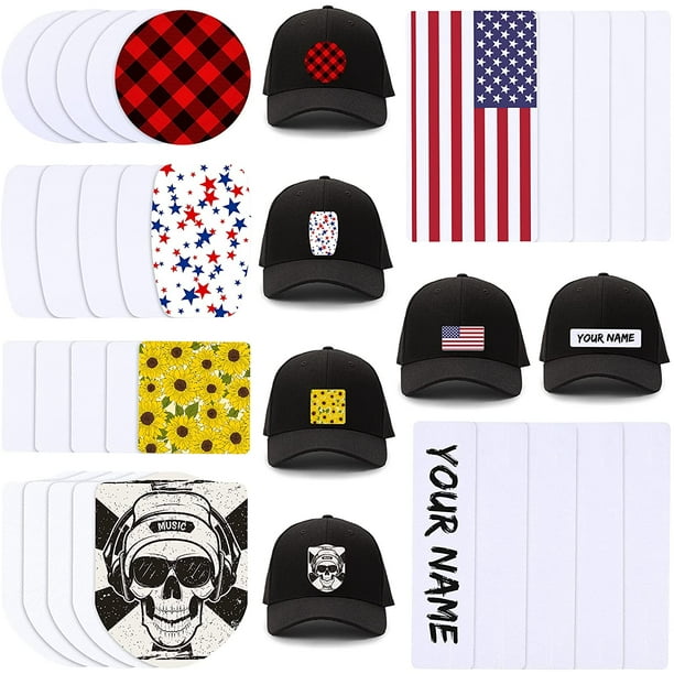 30 Pieces 6 Shapes Sublimation Blank Hat Patch Fabric Iron on