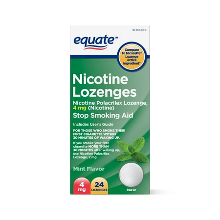 4 Mg Nicotine Lozenges - Equate Nicotine Lozenges, Mint Flavor, 4 mg, 24 Count