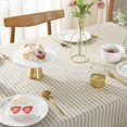 thumbnail image 2 of Stripe Tassel Tablecloth Cotton Linen Stain Resistant/Dust-Proof Waterproof Table Cover for Kitchen Dinning Tabletop Decoration (Rectangle/Oblong,55 x 79 Inch, Beige), 2 of 5