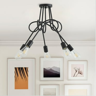 Aiwen 5 Lights Sputnik Semi Flush Mount Ceiling Lamp Hanging Chandelier Lights