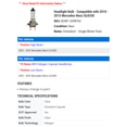 thumbnail image 2 of Headlight Bulb - Compatible with 2010 - 2015 Mercedes-Benz GLK350 2011 2012 2013 2014, 2 of 2