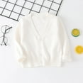 thumbnail image 2 of newwalpole Girls Sweater Cardigan - Cotton Knit Crew Neck Long Sleeve, Warm Solid Color for Kids White for Size 5-6 Years, 2 of 6
