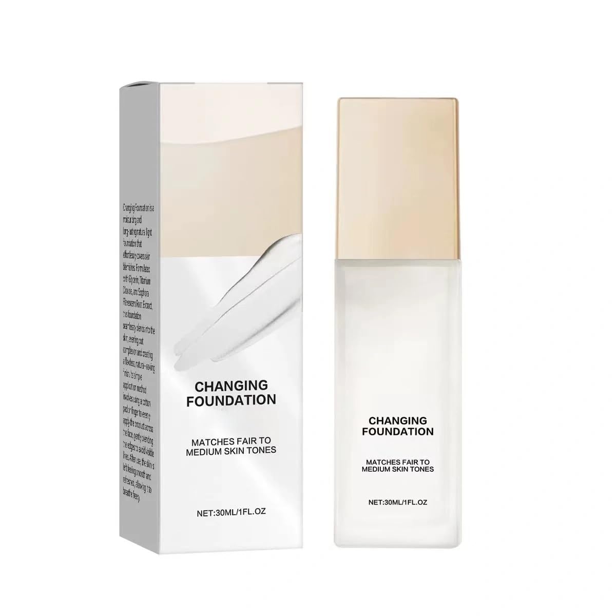 Hydrating Color Changing Foundation for Mature Skin, Lightweight Liquid Makeup with Self-Adjusting Shade for Fair to Medium Tones, Flawless Everyday Finish (1pcs)